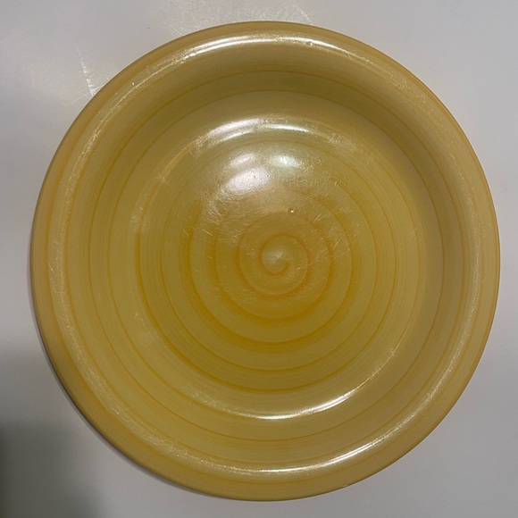 4 Citrus Grove Hand Painted Stoneware Swirl Light Blue And Yellow Dinner Plate - Picture 2 of 10